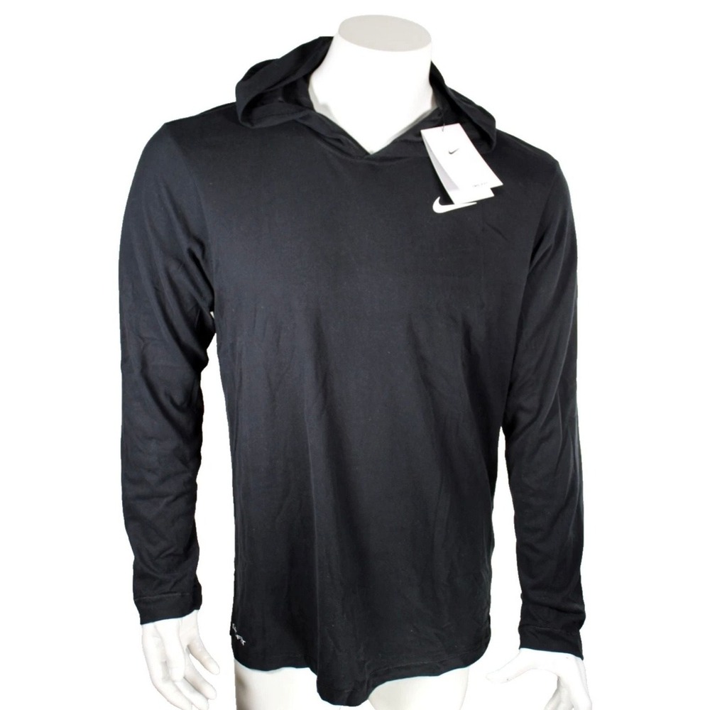 Nike Dri-FIT Hoodie Men's Medium Black Lightweight Pullover Activewear SportNWT - Picture 2 of 12